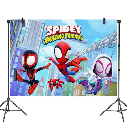 Spidey og venner Spiderman Baggrund Fødselsdagsfestartikler Baggrund Foto Banner Dekorationer