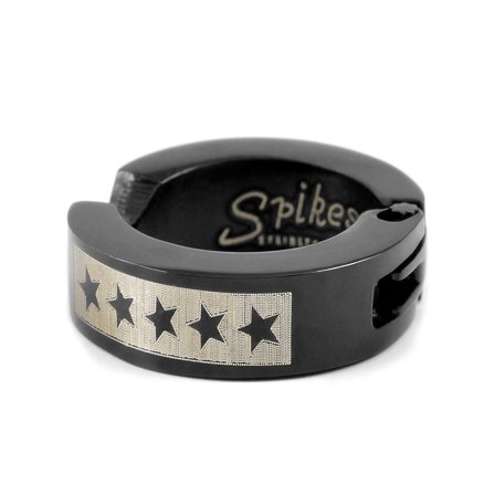 Sentio | Zwarte Clip Oorring van Chirurgisch Staal met 5 Sterren voor mannen - Clip oorbellen