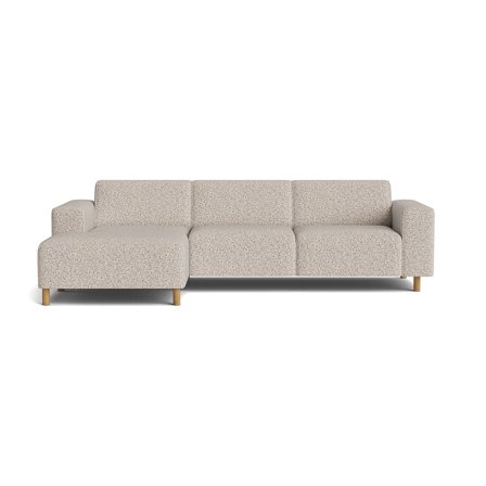 Seam Chaiselongue-Sofa, links, Puente Hell Greige, modernes Design, meliertes Muster, bequeme Nozag-Federung und PU-Schaum Polsterung, 78cm