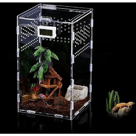 Insektfodringsboks Akryl Terrarium Beholder til Skorpion Frø Husdyr Reptil Habitat Krybende Bærbar Anti-flugt Design