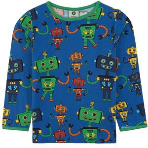 Småfolk Blue Lolite Robotter Printed T-Shirt 3-4 Years - Tops - 3-4 years - Blue