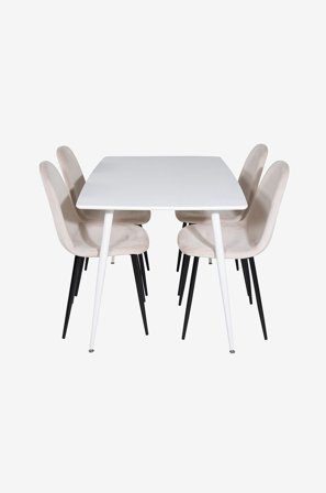 Venture Home - Ruokailuryhmä Penally ja ruokapöydän tuolit Penally, 4 kpl - Valkoinen - Ruokailuryhmä 4 hengelle - - Homeroom