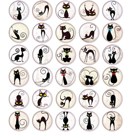 Emoji Magnet 3D Kylskåpsmagnet Dekorativ Whiteboard Skåp (30 Svarta Kattmagneter)