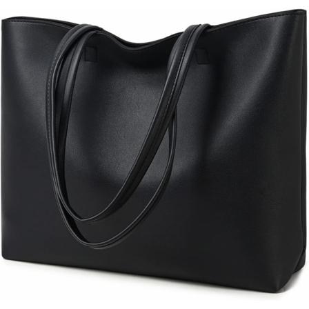 Naisten kankaakassit Yksinkertaiset PU-nahka-kahvat Yläosassa olevien käsilaukkujen Työkoulu Ostoskassi Naisille Vetoketjulla ja Sisätaskulla