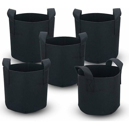 5-pack fleece plantpåsar 75 liter - 20 gallon - 55 x 30 cm - med bärhandtag - för trädgård växthus etc - plantpåse