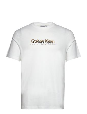 Double Flock Logo T-Shirt T-shirts Short-sleeved Hvit Calvin Klein*Betinget Tilbud
