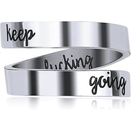 Justerbar Ring, Graverad Inspirerande 'Keep Going' Ring för Män, Kvinnor, Pojkar och Flickor