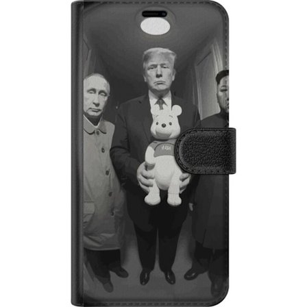 Kompatibel Tegnebogsetui til Google Google Pixel 9a Sort-hvid kunstbillede med surrealistisk politisk symbolik og uventet kontrast, provokerende moder