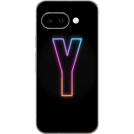 Kompatibelt Mobildeksel til Google Google Pixel 9a Minimalistisk neonbokstav Y i fargeskiftende lys mot svart bakgrunn