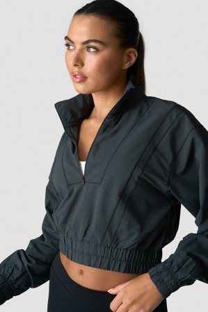 Reboot Cropped 1/4 Zip Night Green