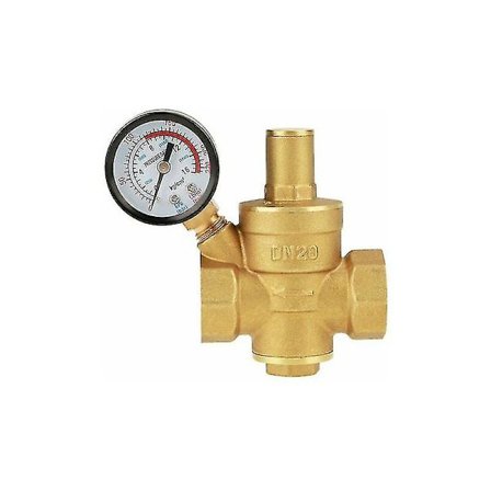 Messing vanntrykkreduksjon, DN20 messing justerbar vanntrykkregulatorreduksjon med trykkmåler