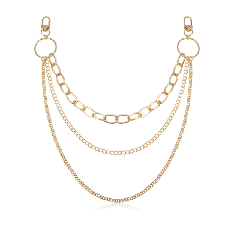 Vintage Mænd Kvinder Bukser Kæde Multi Bælte Kæde Hæk Bukser Kæde Nøglering Biker Link Talje Kæde Smykker Charms Guld