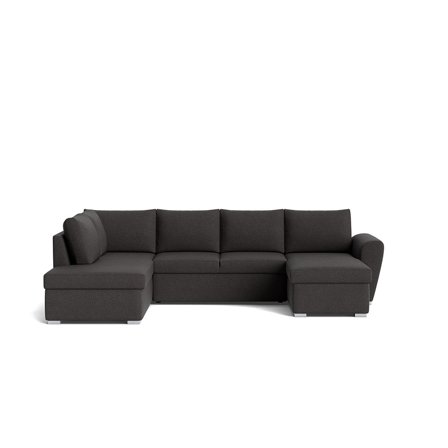 Stanford LUX U-sovesofa, højrevendt, mørkegrå | Opbevaring, Bonell fjedring, slidstærkt stof - 297x203x85cm - Rummelig sofa & sovesofa