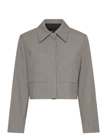 Cropped Jacket With Pockets Grey Mango