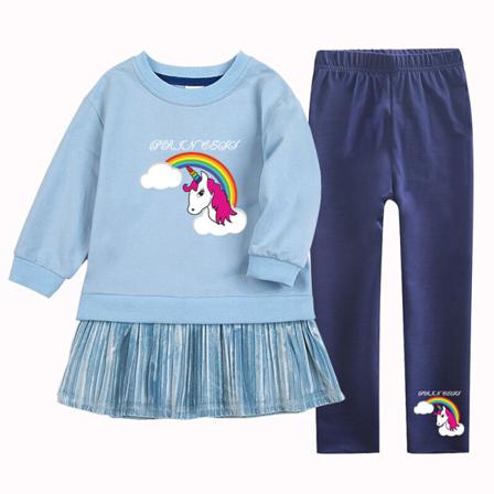 Tecknad Flickor Print Crew Neck Swing Baggy Våren Hösten Outfits