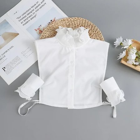 Muoti 2025 Edessä solmio valkoinen väärennetty kaulus naisille seisomaan irrotettava kaulus väärennetyt tytöt vintage pitsit naisten vale pusero kaulu