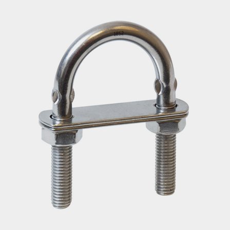 Argolla de proa con placa de cubierta 1852-Marine, acero inoxidable AISI 316, en forma de U, Ø10 x 45 mm, 85 mm