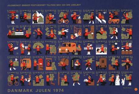 Danmark - julmärkeark 1974 - Utakket - Ufoldet