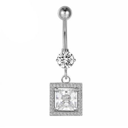 Ljusa CZ G23 Titan navelpiercing 14G 12mm