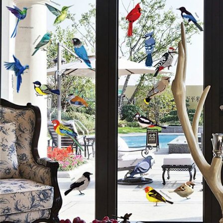 Fugle vægklistermærker Glasmaleri klistermærker F