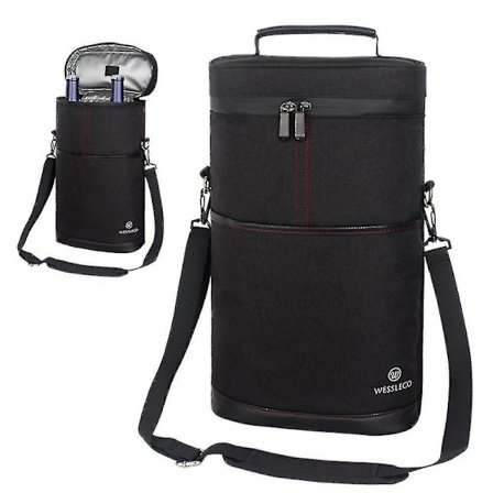 2 Flaskor Väska Tote Carrier Läckagesäker Isolerad Vinkylare Väska -ys DB