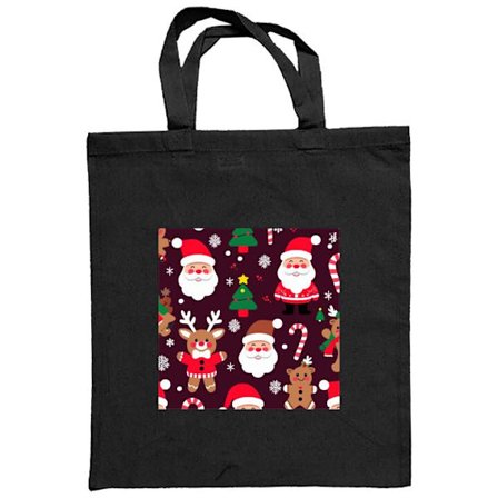 Stoffpose Julemønster med nisser, reinsdyr og pepperkaker i animert vinterstil