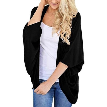 Løse kimono-cardigans til kvinder med flagermusærmer, transparent sjal