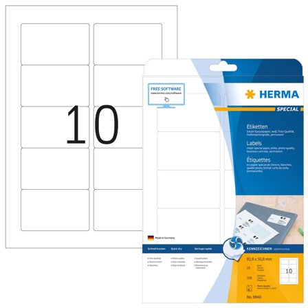 Herma Inkjet-Etiketten A4 weiß 83,8x50,8 mm Papier 250 St.