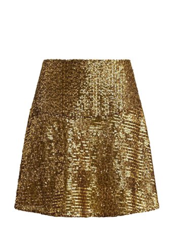 Sequined Mesh A-Line Miniskirt Gold Lauren Ralph Lauren