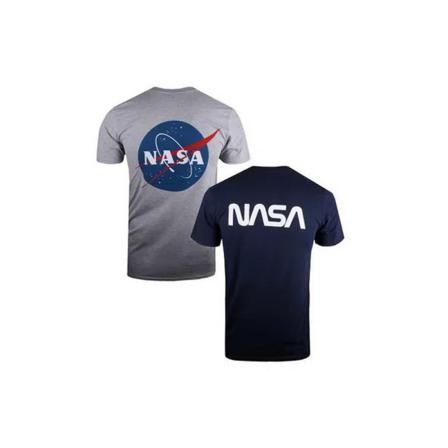 Nasa Logotyp T-shirt För Män (förpackning Om 2) M Marinblå/grå/vit