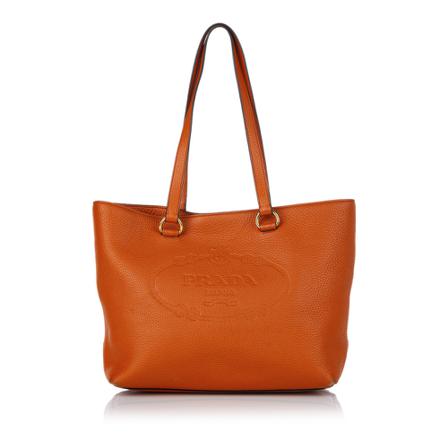 Prada Vintage, Pre-owned hemp veal Daino tote bag Oranje, Dames, Maat:ONE Size