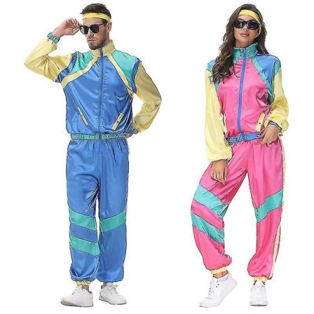 80'er/90'er Retro Tracksuit, Shell Suit Festkjole Kostume