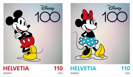 Schweiz - Disney's 100 års jubilæum - Postfrisk sæt 2v