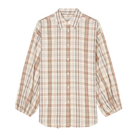 Marc O'Polo Check Bluse with voluminous sleeves inbo, Dame