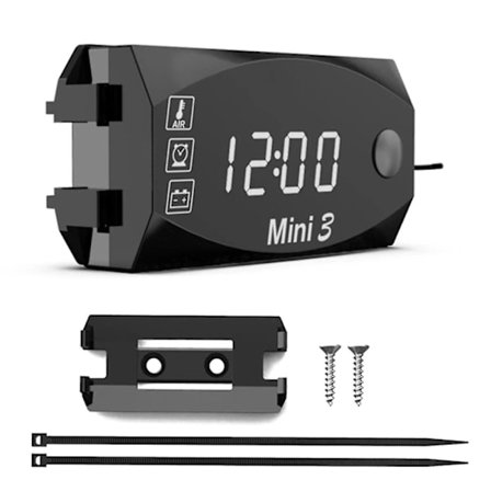 Hvit bil 12v 3 i 1 termometre Voltmeter Måler Elektronisk Klokke Led Digital Display
