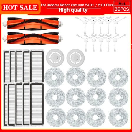 Tillbehör för robotdammsugare Xiaomi S10 + / S10 Plus /B105, huvudborste, sidoborste, Hepa-filter, moppduk, reservdelar