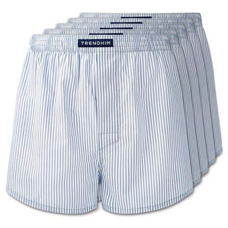 S - AirFeel | 5-Pak Løstsiddende Stribede Hvide Boxershorts i Bomuld til mænd