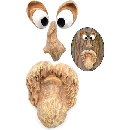 Træansigt til Gammel Mand, Sjov Træansigtsskulptur, 3D-Træansigtsform, til Haveudsmykning, Temaaktiviteter, Festlig Fest