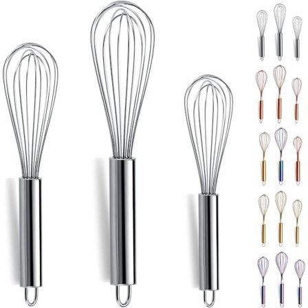 Visp, 8", 10", 12" 3-delad visp i rostfritt stål, lämplig för