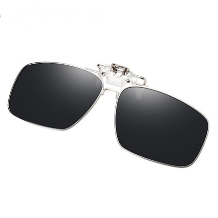 Polariserade clip-on solglasögon utan ram med fällbara linser för receptglasögon - Svart