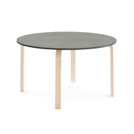 Tisch ELTON, Ø 1200x640 mm, Linoleum dunkelgrau, Birke