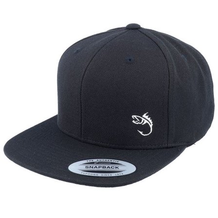 Skillfish - Svart snapback Keps - White Fish Hook Logo Black Snapback @ Hatstore