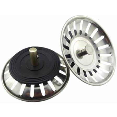 2 stk. Universell kurvventil 8 cm Kjøkkenvask Sil i rustfritt stål Filter Vaskepropp.pa
