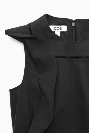 COS Femme Robe Midi À Volants En Lin Mélangé in Noir