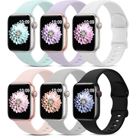 6 Sportband kompatibel med Apple Watch Band 38mm 40mm 41mm, Mjuka Silikon Vattentäta Armband Kompatibel med Iwatch Apple Watch Series 7 6 5 4
