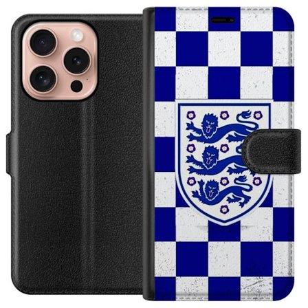 Yhteensopiva Lompakkokotelo Apple Apple iPhone 16 Pro Graafinen shakkiruudukkokuviointi sinisellä ja valkoisella, klassisella heraldisella vaakunalla