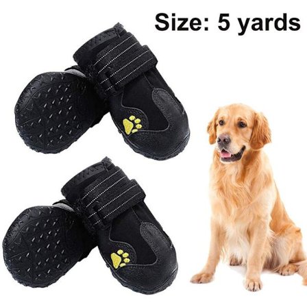 Vedenpitävät koiran kengät, 4 kpl koiran kengät tassusuojat, vedenpitävät liukumattomalla pohjalla, sopii keskikokoisille ja suurille koirille, musta,
