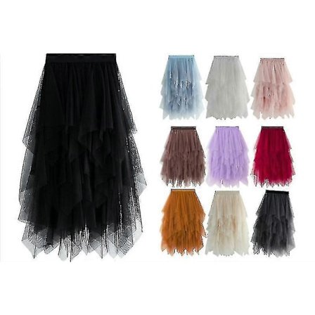 Naisten tyllihame joustavalla vyötäröllä verkkokangas pitkä hame mekko