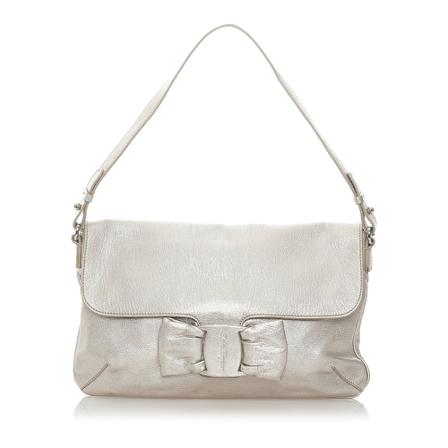 Salvatore Ferragamo Pre-owned, Metallic Leather Vara Shoulder Bag Grijs, Dames, Maat:ONE Size