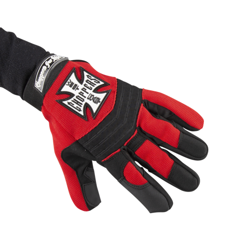 Mănuși Moto West Coast Choppers negru/roșu M
